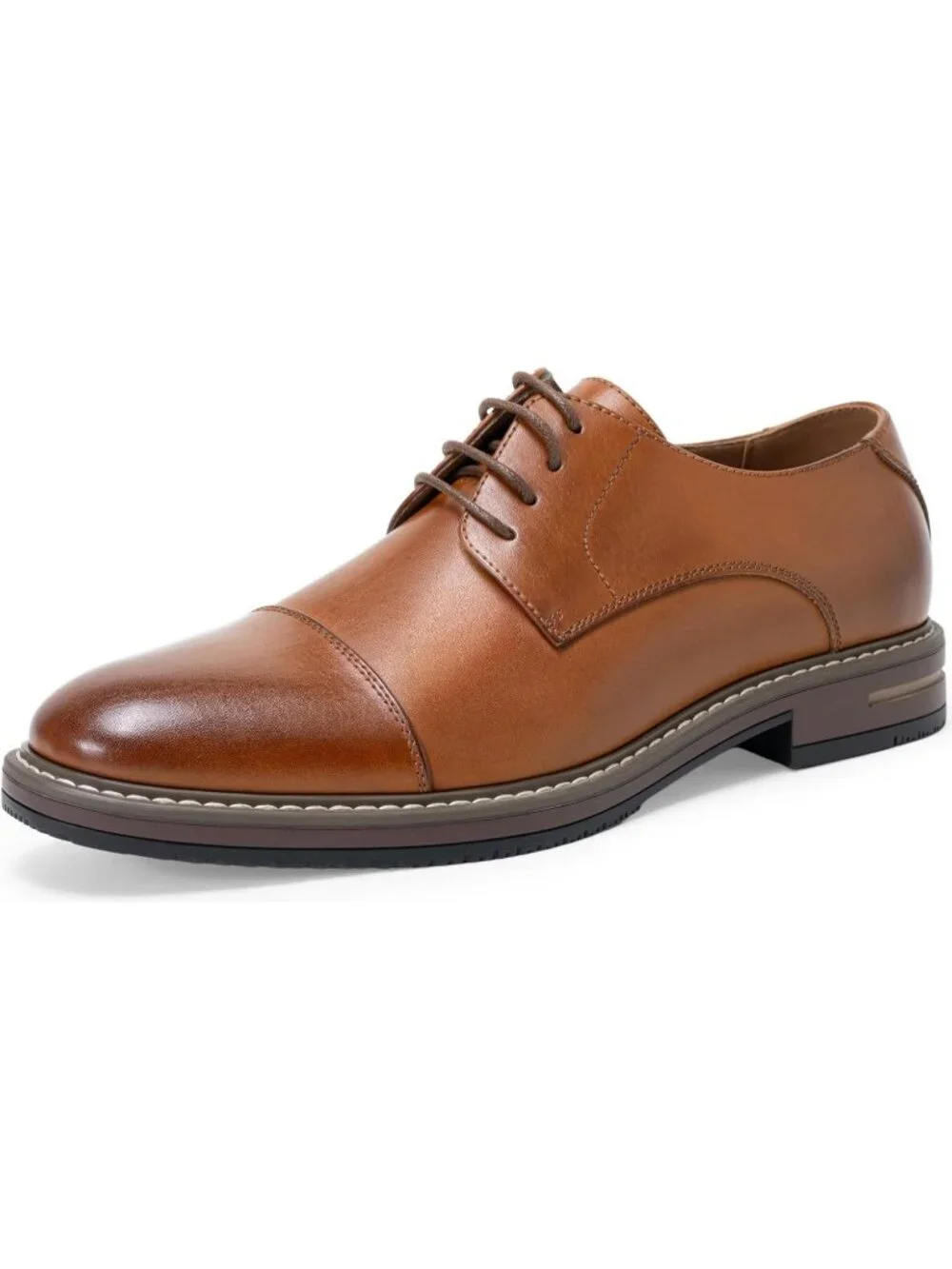 Men's Brown Classic Cap Toe Lightweight Formal Oxford Wedding Dress Shoes